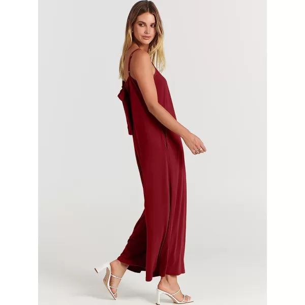 imageANRABESS Womens Summer Casual Spaghetti Strap V Neck Oversized Wide Leg Jumpsuit Pockets Beach Travel OutfitsWine Red