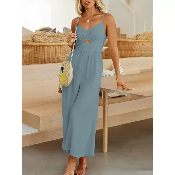 imageANRABESS Womens Summer Casual Spaghetti Straps Sleeveless V Neck Cutout High Waist Wide Leg Jumpsuits Rompers with PocketsBlue