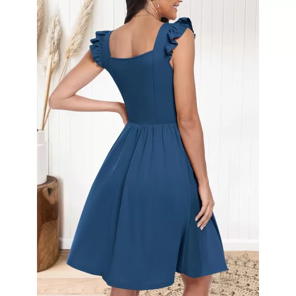 imageANRABESS Womens Summer Casual Square Neck Flutter Sleeveless A Line Flowy Cute Short Mini Beach DressesBlue