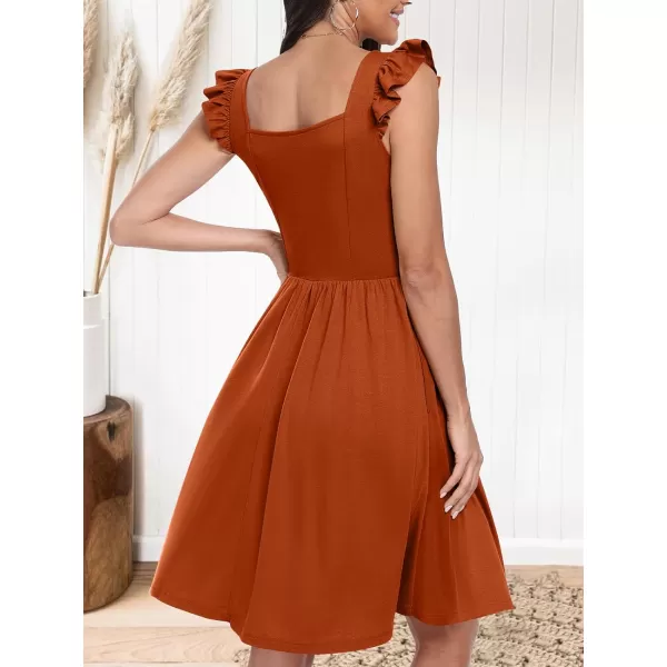 imageANRABESS Womens Summer Casual Square Neck Flutter Sleeveless A Line Flowy Cute Short Mini Beach DressesBrick Red