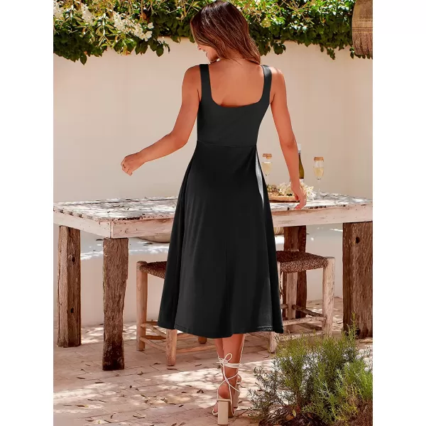 imageANRABESS Womens Summer Casual Square Neck Sleeveless Empire Waist Flowy Tank Beach Midi Dress PocketsBlack