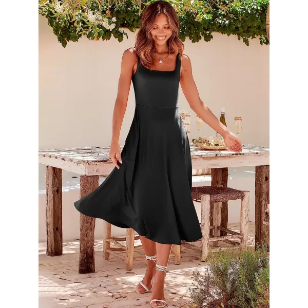 imageANRABESS Womens Summer Casual Square Neck Sleeveless Empire Waist Flowy Tank Beach Midi Dress PocketsBlack
