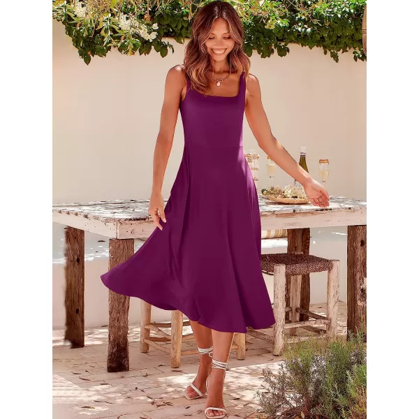 imageANRABESS Womens Summer Casual Square Neck Sleeveless Empire Waist Flowy Tank Beach Midi Dress PocketsDark Purple