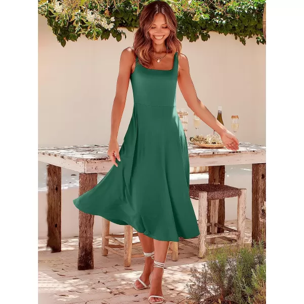 imageANRABESS Womens Summer Casual Square Neck Sleeveless Empire Waist Flowy Tank Beach Midi Dress PocketsGrass