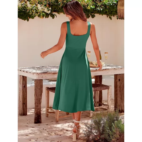 imageANRABESS Womens Summer Casual Square Neck Sleeveless Empire Waist Flowy Tank Beach Midi Dress PocketsGrass