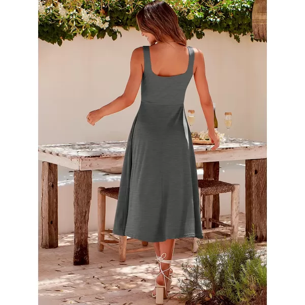imageANRABESS Womens Summer Casual Square Neck Sleeveless Empire Waist Flowy Tank Beach Midi Dress PocketsGray