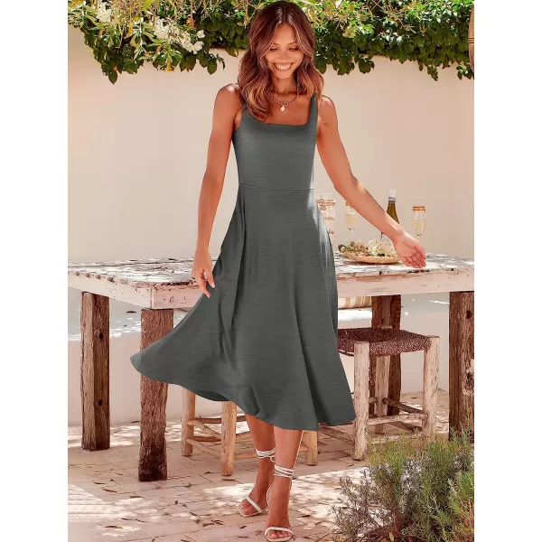 imageANRABESS Womens Summer Casual Square Neck Sleeveless Empire Waist Flowy Tank Beach Midi Dress PocketsGray