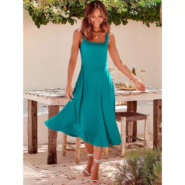 imageANRABESS Womens Summer Casual Square Neck Sleeveless Empire Waist Flowy Tank Beach Midi Dress PocketsLake