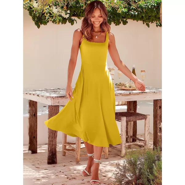 imageANRABESS Womens Summer Casual Square Neck Sleeveless Empire Waist Flowy Tank Beach Midi Dress PocketsMustrad Yellow