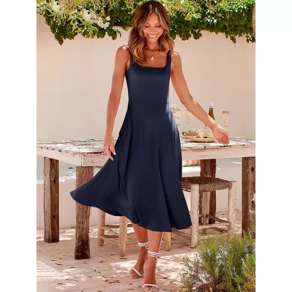 imageANRABESS Womens Summer Casual Square Neck Sleeveless Empire Waist Flowy Tank Beach Midi Dress PocketsNavy Blue