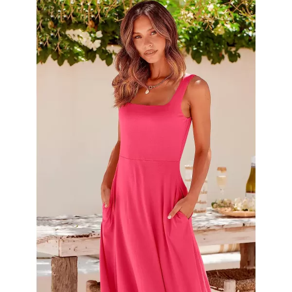 imageANRABESS Womens Summer Casual Square Neck Sleeveless Empire Waist Flowy Tank Beach Midi Dress PocketsPeach