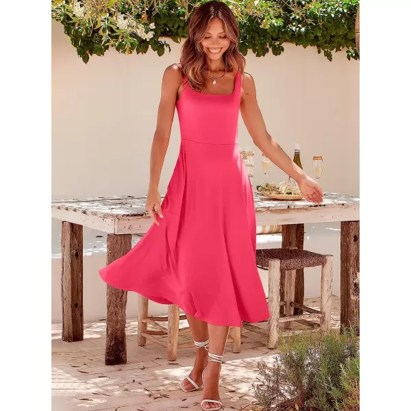 imageANRABESS Womens Summer Casual Square Neck Sleeveless Empire Waist Flowy Tank Beach Midi Dress PocketsPeach