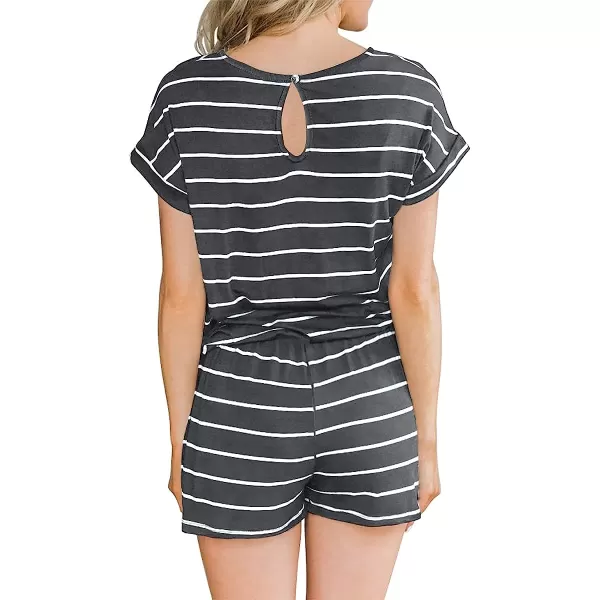 imageANRABESS Womens Summer Crewneck Casual Loose Short Sleeve One Piece Jumpsuit Rompers Outfits with Pockets01 Gray White Stirpes