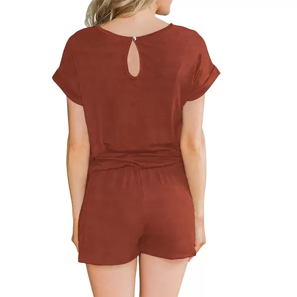 imageANRABESS Womens Summer Crewneck Casual Loose Short Sleeve One Piece Jumpsuit Rompers Outfits with Pockets01 Rust