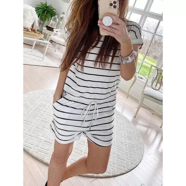 imageANRABESS Womens Summer Crewneck Casual Loose Short Sleeve One Piece Jumpsuit Rompers Outfits with Pockets01 White Black Stripes