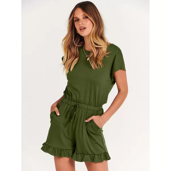 imageANRABESS Womens Summer Crewneck Casual Loose Short Sleeve One Piece Jumpsuit Rompers Outfits with PocketsArmy Green