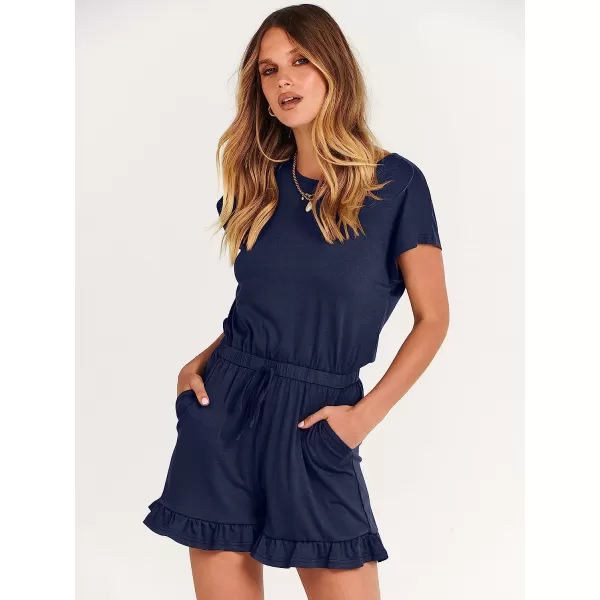 imageANRABESS Womens Summer Crewneck Casual Loose Short Sleeve One Piece Jumpsuit Rompers Outfits with PocketsNavy Blue