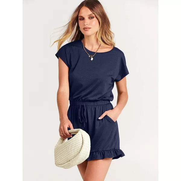 imageANRABESS Womens Summer Crewneck Casual Loose Short Sleeve One Piece Jumpsuit Rompers Outfits with PocketsNavy Blue