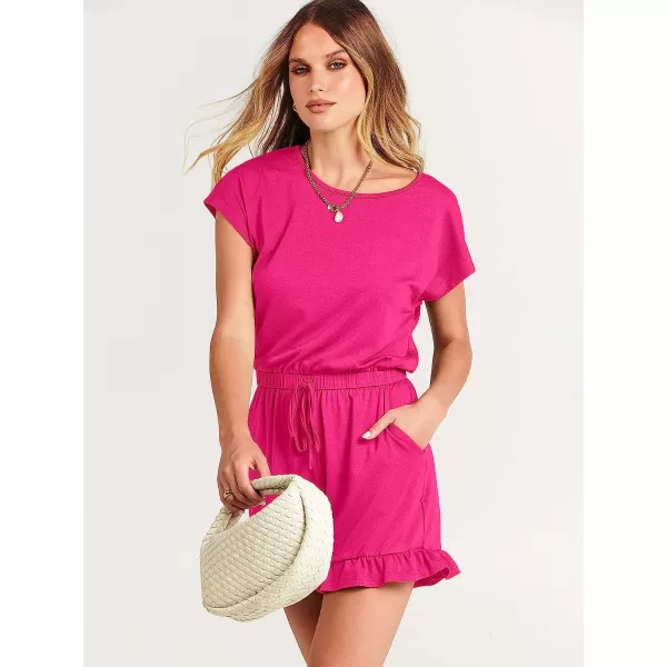 imageANRABESS Womens Summer Crewneck Casual Loose Short Sleeve One Piece Jumpsuit Rompers Outfits with PocketsRose