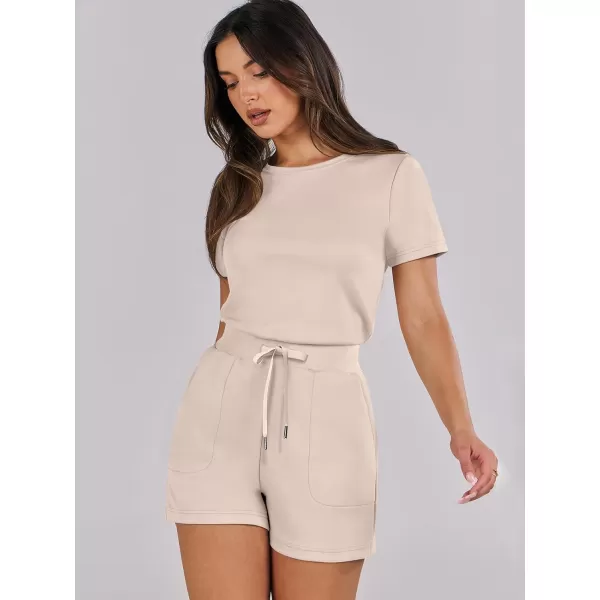imageANRABESS Womens Summer Crewneck Casual Loose Short Sleeve One Piece Rompers Jumpsuit Outfits with PocketsApricot