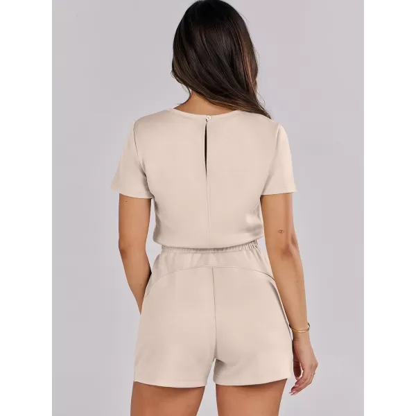 imageANRABESS Womens Summer Crewneck Casual Loose Short Sleeve One Piece Rompers Jumpsuit Outfits with PocketsApricot