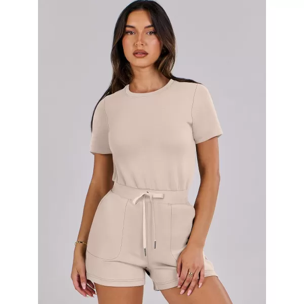 imageANRABESS Womens Summer Crewneck Casual Loose Short Sleeve One Piece Rompers Jumpsuit Outfits with PocketsApricot