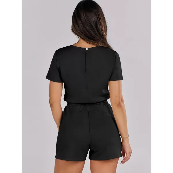 imageANRABESS Womens Summer Crewneck Casual Loose Short Sleeve One Piece Rompers Jumpsuit Outfits with PocketsBlack