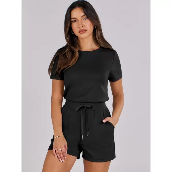 imageANRABESS Womens Summer Crewneck Casual Loose Short Sleeve One Piece Rompers Jumpsuit Outfits with PocketsBlack