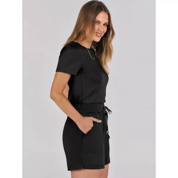 imageANRABESS Womens Summer Crewneck Casual Loose Short Sleeve One Piece Rompers Jumpsuit Outfits with PocketsBlack