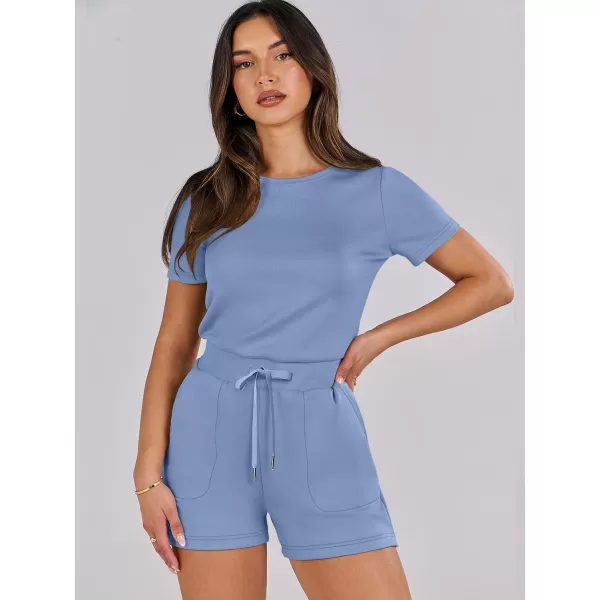 imageANRABESS Womens Summer Crewneck Casual Loose Short Sleeve One Piece Rompers Jumpsuit Outfits with PocketsBlue
