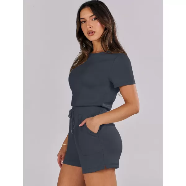 imageANRABESS Womens Summer Crewneck Casual Loose Short Sleeve One Piece Rompers Jumpsuit Outfits with PocketsDark Grey