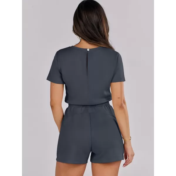imageANRABESS Womens Summer Crewneck Casual Loose Short Sleeve One Piece Rompers Jumpsuit Outfits with PocketsDark Grey