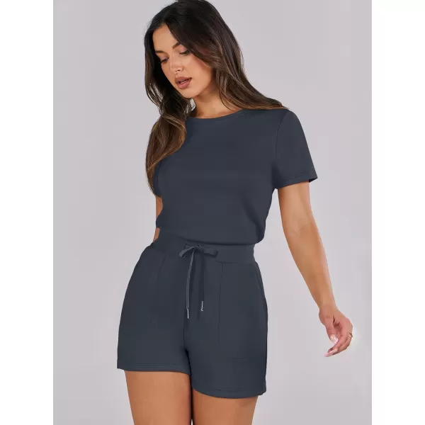 imageANRABESS Womens Summer Crewneck Casual Loose Short Sleeve One Piece Rompers Jumpsuit Outfits with PocketsDark Grey