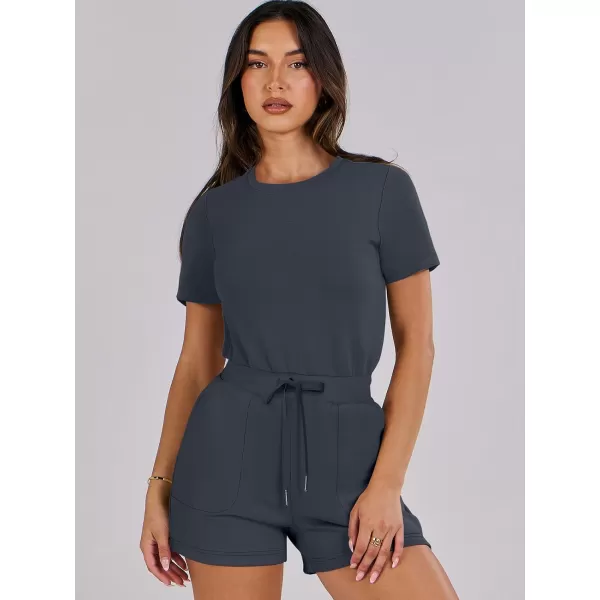 imageANRABESS Womens Summer Crewneck Casual Loose Short Sleeve One Piece Rompers Jumpsuit Outfits with PocketsDark Grey