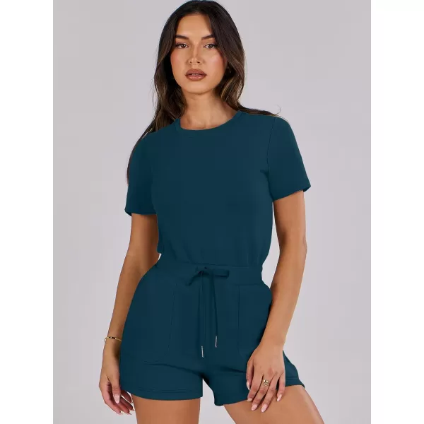 imageANRABESS Womens Summer Crewneck Casual Loose Short Sleeve One Piece Rompers Jumpsuit Outfits with PocketsLake