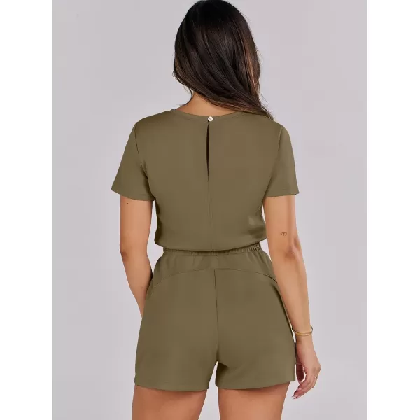 imageANRABESS Womens Summer Crewneck Casual Loose Short Sleeve One Piece Rompers Jumpsuit Outfits with PocketsLight Brown