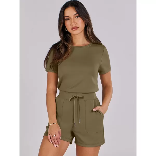 imageANRABESS Womens Summer Crewneck Casual Loose Short Sleeve One Piece Rompers Jumpsuit Outfits with PocketsLight Brown