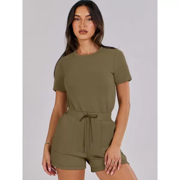 imageANRABESS Womens Summer Crewneck Casual Loose Short Sleeve One Piece Rompers Jumpsuit Outfits with PocketsLight Brown