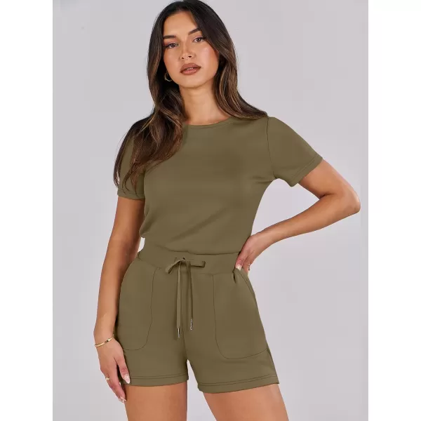 imageANRABESS Womens Summer Crewneck Casual Loose Short Sleeve One Piece Rompers Jumpsuit Outfits with PocketsLight Brown