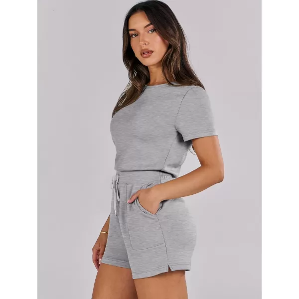 imageANRABESS Womens Summer Crewneck Casual Loose Short Sleeve One Piece Rompers Jumpsuit Outfits with PocketsLight Grey