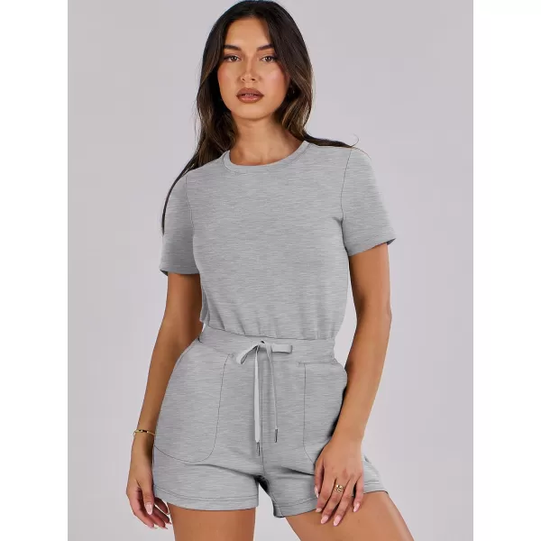 imageANRABESS Womens Summer Crewneck Casual Loose Short Sleeve One Piece Rompers Jumpsuit Outfits with PocketsLight Grey