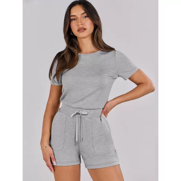 imageANRABESS Womens Summer Crewneck Casual Loose Short Sleeve One Piece Rompers Jumpsuit Outfits with PocketsLight Grey
