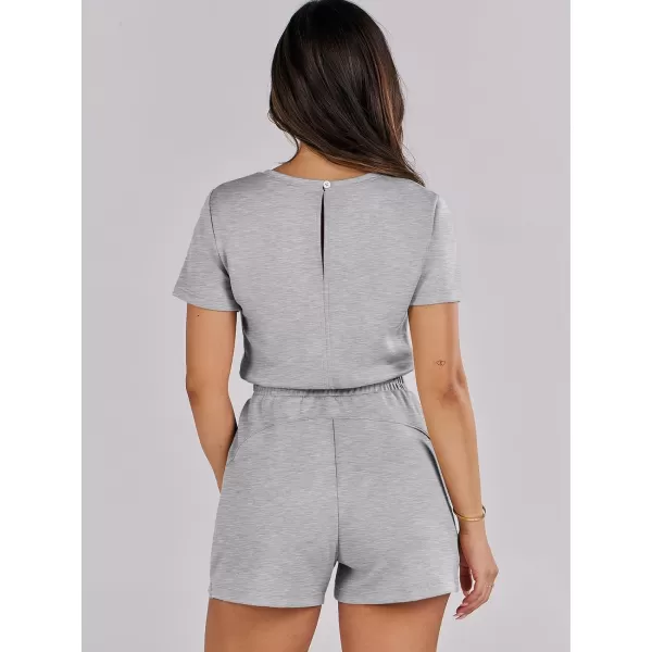 imageANRABESS Womens Summer Crewneck Casual Loose Short Sleeve One Piece Rompers Jumpsuit Outfits with PocketsLight Grey