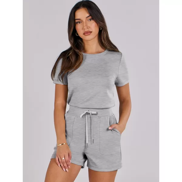 imageANRABESS Womens Summer Crewneck Casual Loose Short Sleeve One Piece Rompers Jumpsuit Outfits with PocketsLight Grey