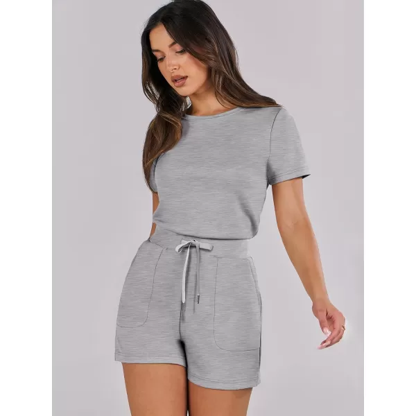 imageANRABESS Womens Summer Crewneck Casual Loose Short Sleeve One Piece Rompers Jumpsuit Outfits with PocketsLight Grey
