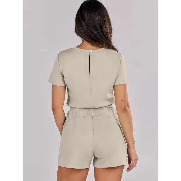 imageANRABESS Womens Summer Crewneck Casual Loose Short Sleeve One Piece Rompers Jumpsuit Outfits with PocketsLight Khaki