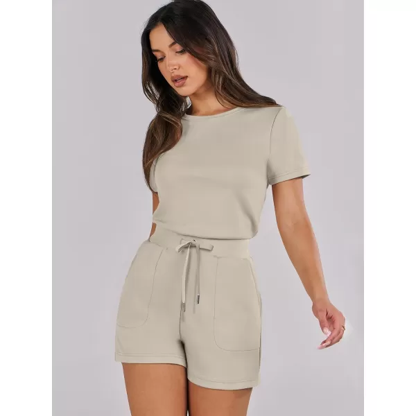 imageANRABESS Womens Summer Crewneck Casual Loose Short Sleeve One Piece Rompers Jumpsuit Outfits with PocketsLight Khaki