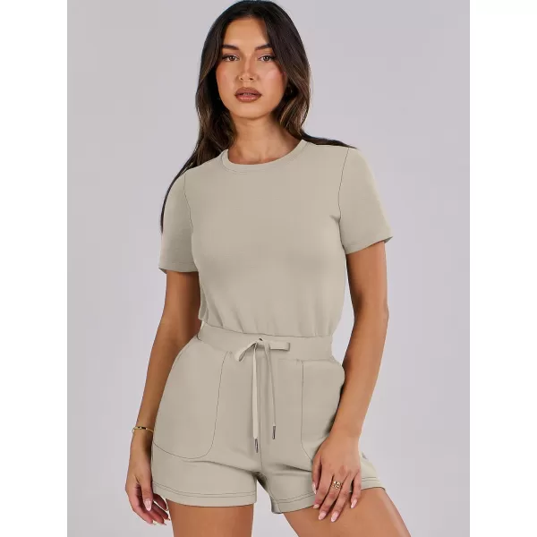 imageANRABESS Womens Summer Crewneck Casual Loose Short Sleeve One Piece Rompers Jumpsuit Outfits with PocketsLight Khaki