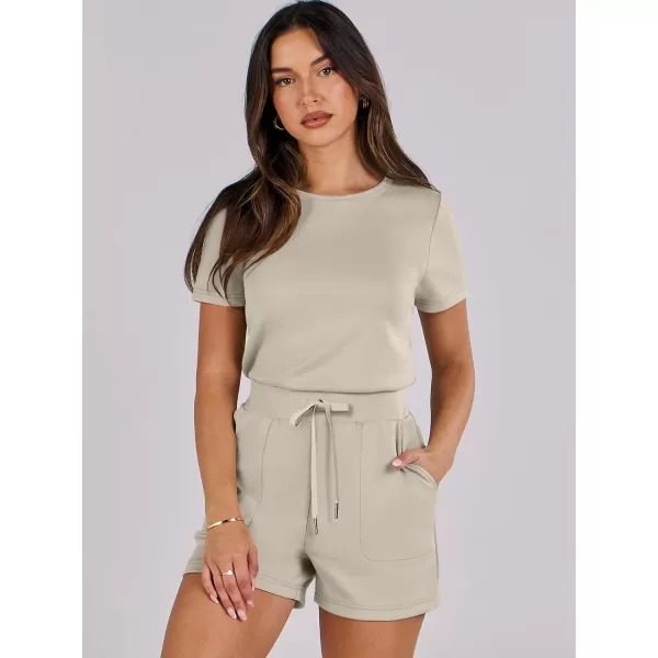 imageANRABESS Womens Summer Crewneck Casual Loose Short Sleeve One Piece Rompers Jumpsuit Outfits with PocketsLight Khaki
