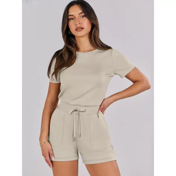 imageANRABESS Womens Summer Crewneck Casual Loose Short Sleeve One Piece Rompers Jumpsuit Outfits with PocketsLight Khaki